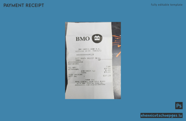 Beispiel für einen Beleg der kanadischen BMO-Bank